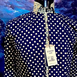 COOGI LUXE Navy and Floral button down